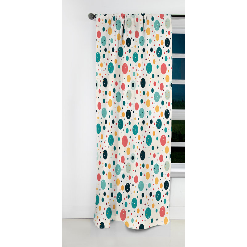 Rideau occultant Turquoise à pois rétro Revival III - 1 panneaux abstraits, L 52 po x L 108 po