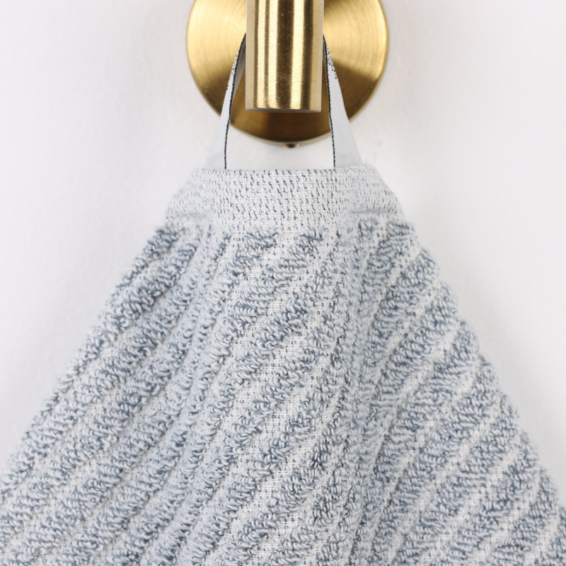 Ensemble de serviettes à séchage rapide en mélange de coton côtelé en diagonale, Bleu denim