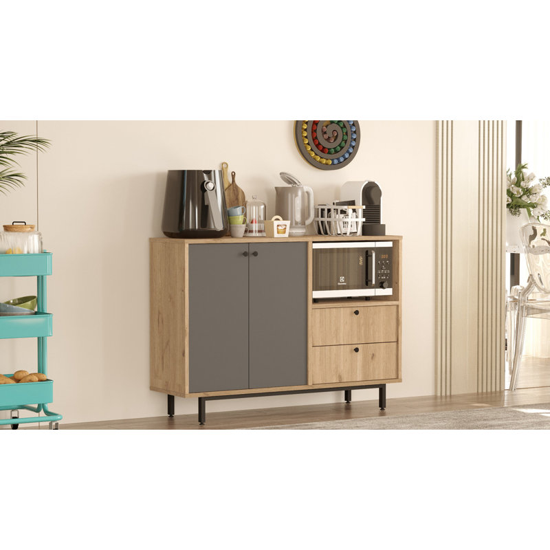 Armoire polyvalente Colesen, Noir / Beige, H 33,46 po x l 47,24 po x P 13,98 po