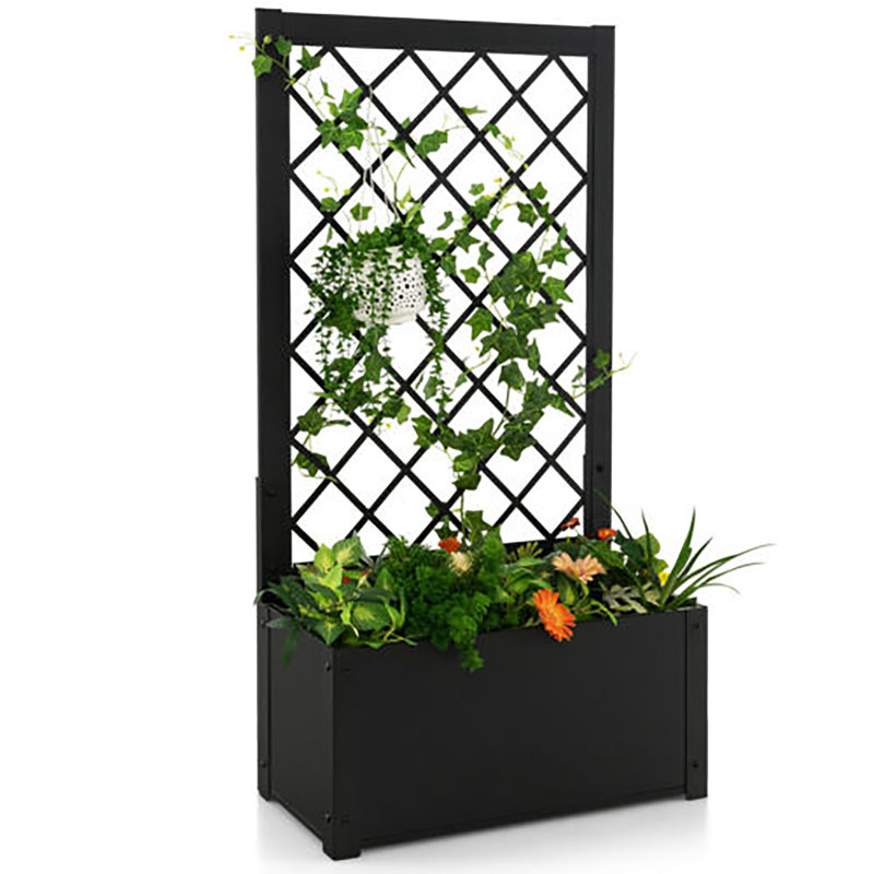 Shandia Metal Planter Box with Trellis, 49" H x 25" W x 12.5" D, 1