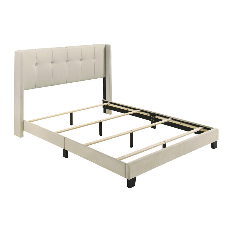 Arki Upholstered Wingback Bed, Twin, Beige