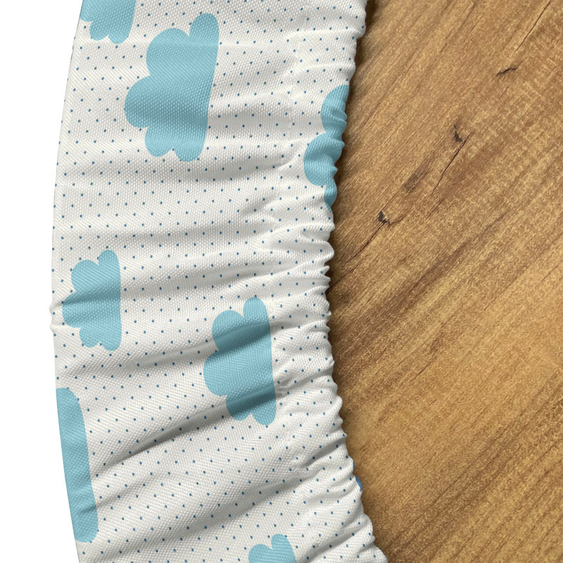 Ebern Designs Clouds Fitted Round Tablecloth Diameter Pale Sky Blue Blue Grey, 47.24" Round