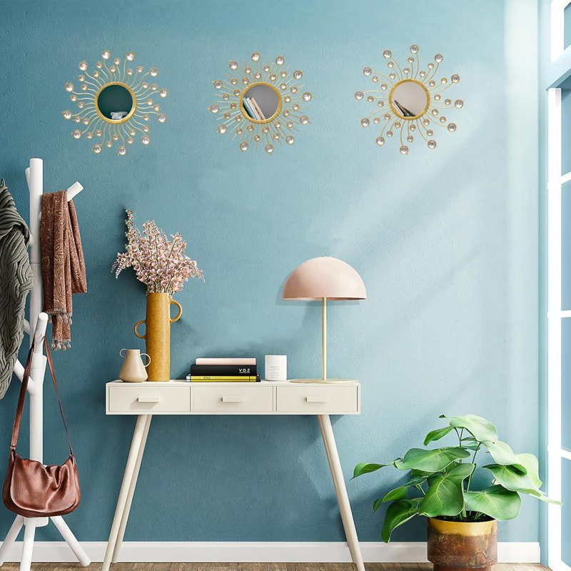 Décoration murale miroir mural, miroir vent bohémien coucher de soleil