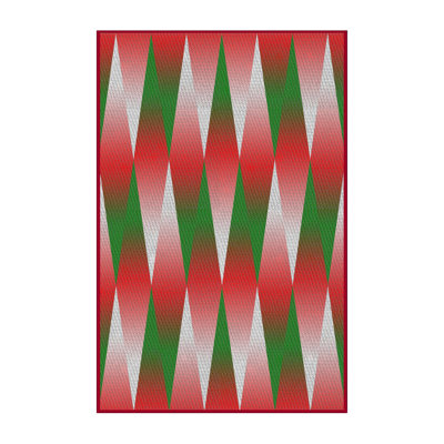 Tapis vert olive/gris à motifs
