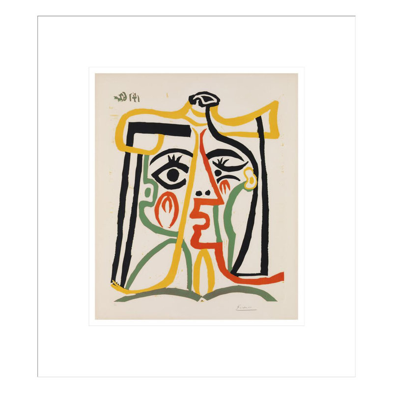 Tête de femme par Pablo Picasso, H 15,46 po x l 13,75 po