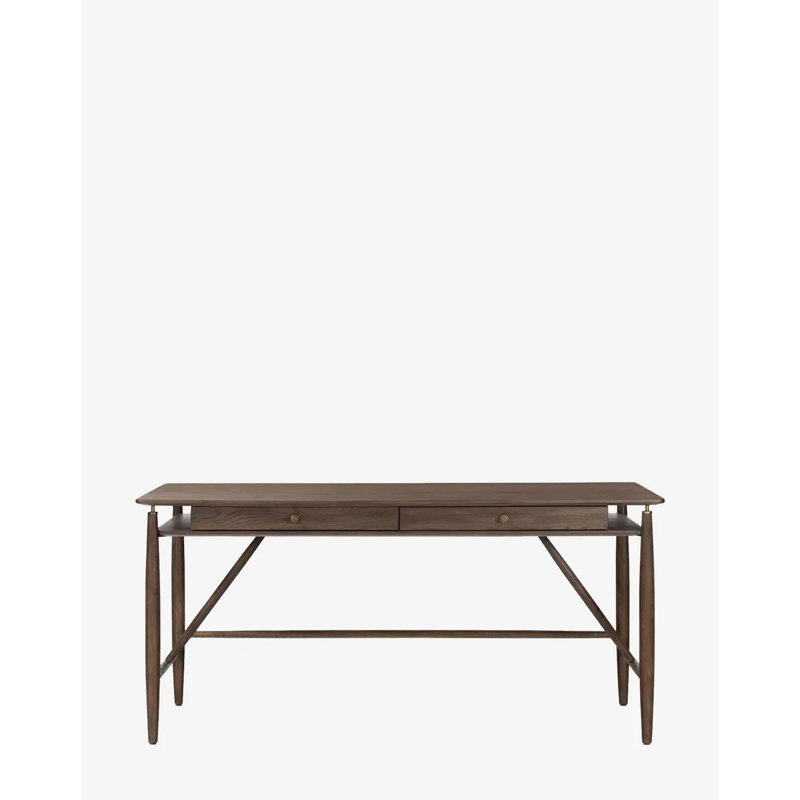 Bureau d'écriture 65 "Mid-Century en chêne moderne avec pieds sculptés, finition naturelle, assemblage requis