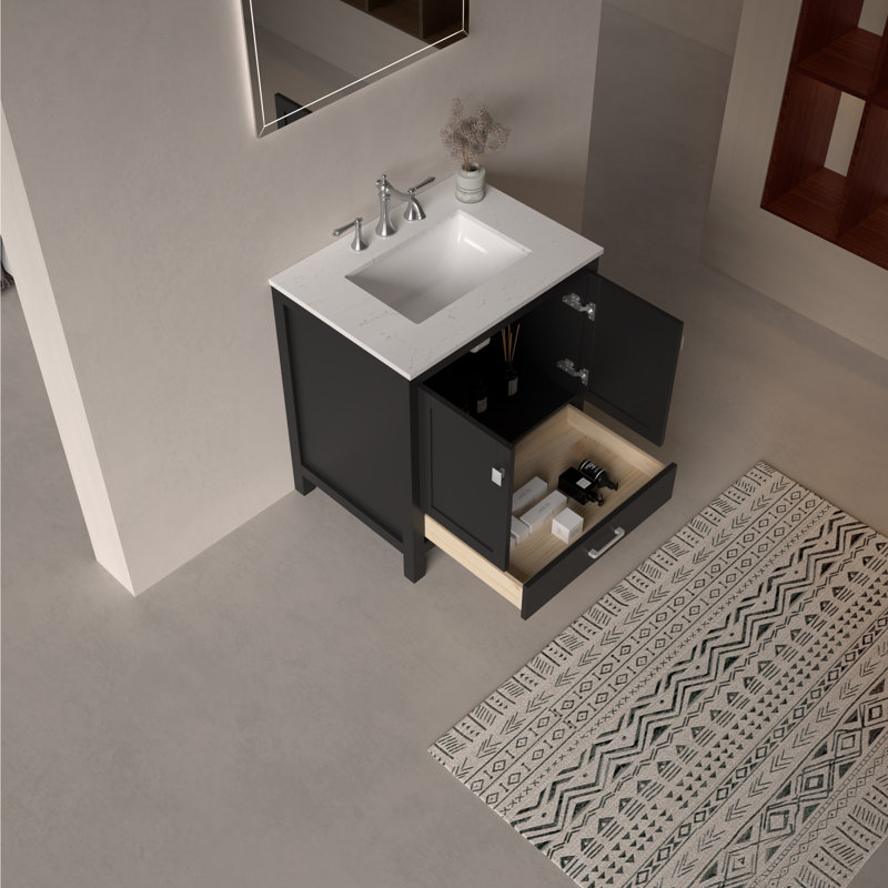 Meuble-lavabo Romio 30 po à un seul lavabo avec comptoir en pierre composite