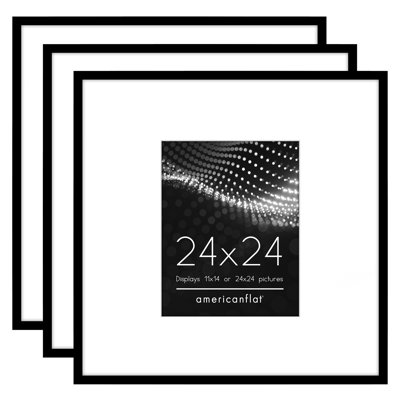 Cadre photo 24 x 24 - Utiliser comme cadre 11 x 14 avec passe-partout ou cadre 24 x 24 sans passe-partout - Cadre photo mince noir