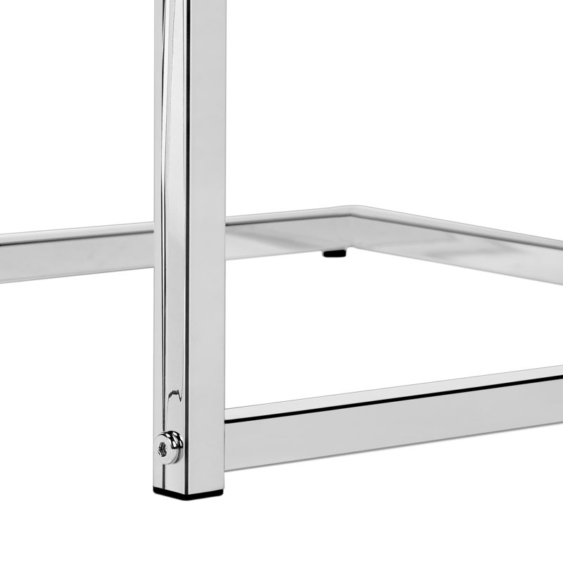 Table d'appoint en forme de C en métal et stratifié pour les collations, le salon, la chambre à coucher, Taupe foncé, Chrome