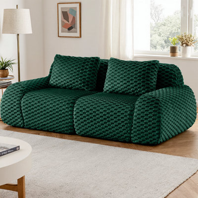 82" Modern Modular Sectional Sofa with Flannelette Fabric, Highly Textured Oversized 2-Seater Couch for Living Room, Deep Seat Boneless Design with Buckle Connection & Anti-Slip Base