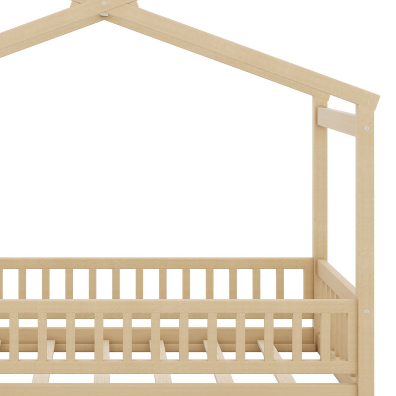 Cadre de lit en bois avec clôture, Naturel
