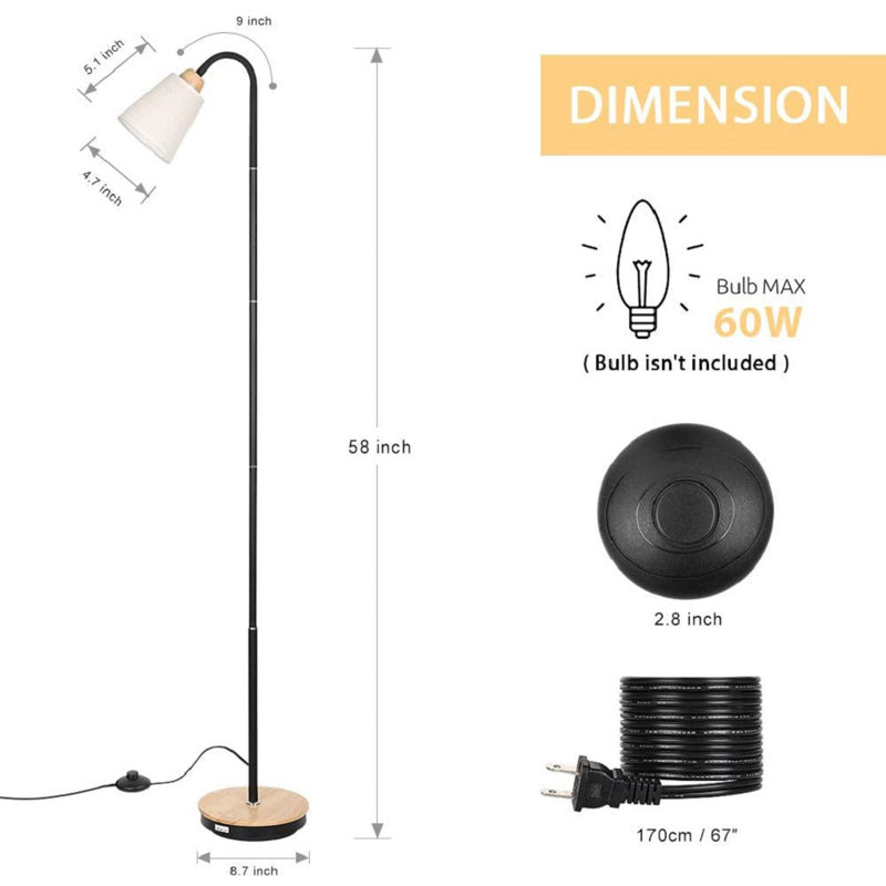 Lampe sur pied arquée 58 po Evgeniya