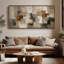 Impression sur toile encadrée abstraite extra large beige et gris-922431456-922431462