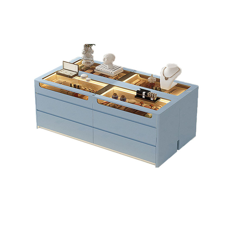 Simple Checkroom Jewelry Display Island C abinet, Blue