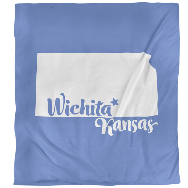 Housse de couette simple wichita Kansas, Housse de couette pour grand lit, Bleu, Microfibre