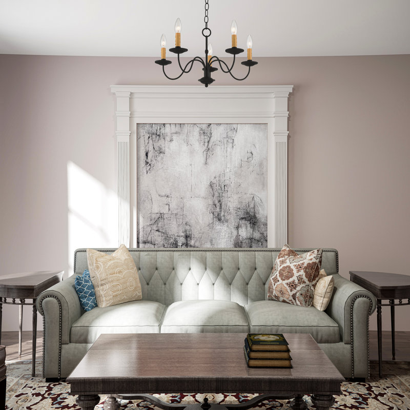 Analycia 5 - Light Steel Dimmable Chandelier
