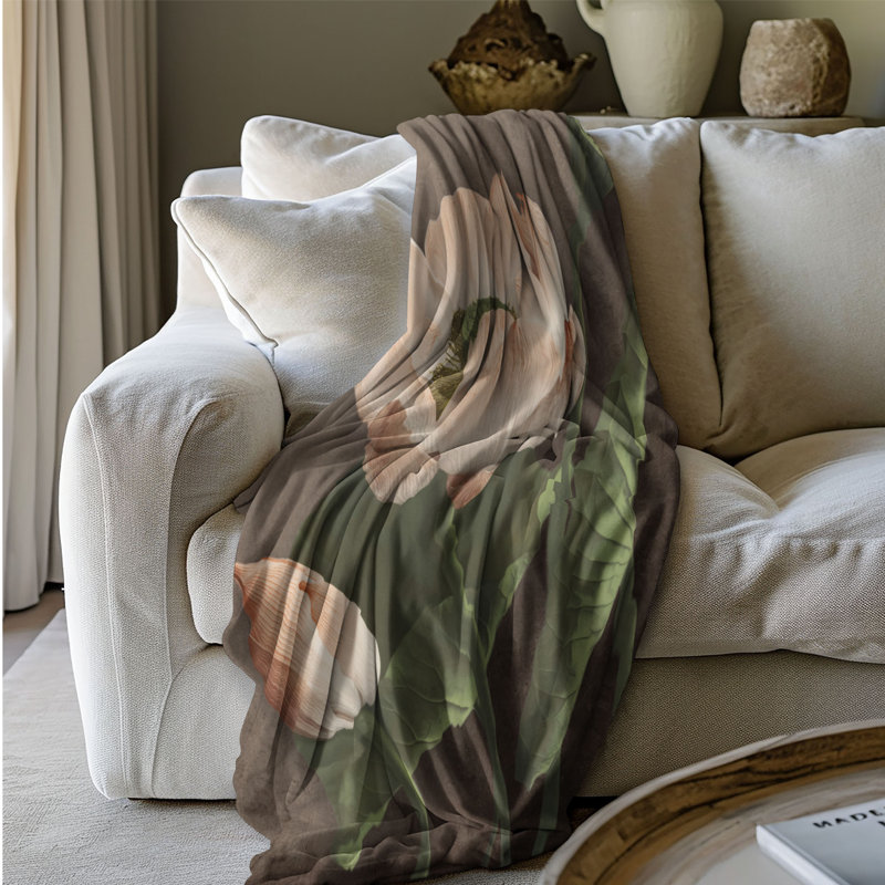 Nostalgic Lotus - 1 Piece Premium Sherpa Blanket, Queen