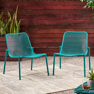 Chaises empilables pour l'extérieur, stable, l 26 po x P 21,89 po, espaces en métal de couleur bleu sarcelle