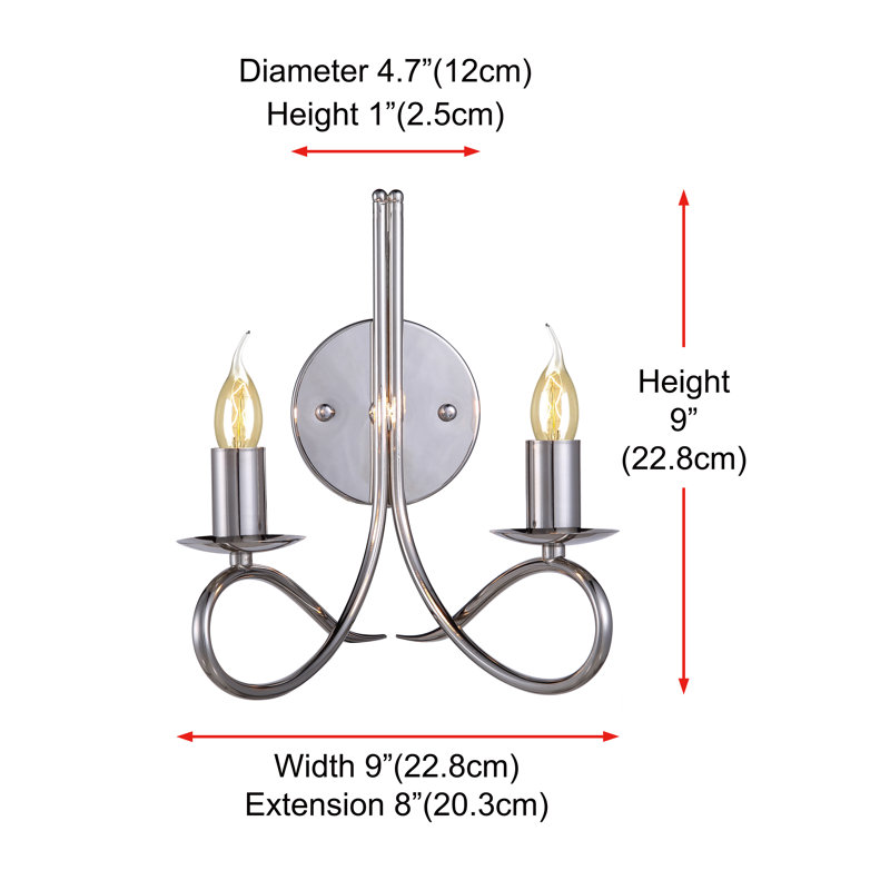 Macarthur Aluminum Candle Wall Light, Polished Nickel
