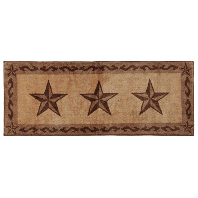 Rustic Star Brown Tan Western Southwestern Cabin Kitchen Bathroom Rug