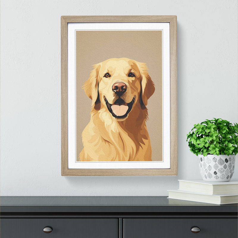 Golden Retriever Minimalism - Framed Print