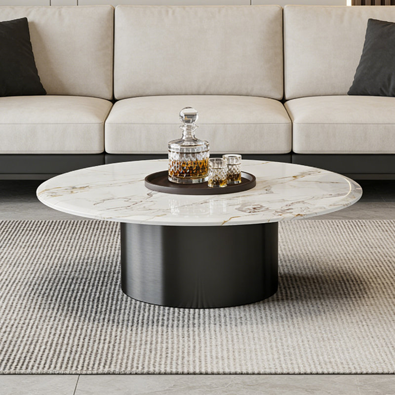 Table basse Modern, White/Brown, H 15,75 po x L 27,56 po x l 27,56 po