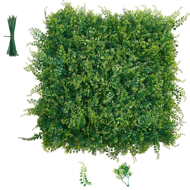 Mur de plantes artificielles, panneaux de buis artificiels 20 po x 20 po, clôture de haie d'intimité avec toile de fond de protection solaire, écran de gazon artificiel pour le mariage, jardin intérieur, extérieur, cour arrière