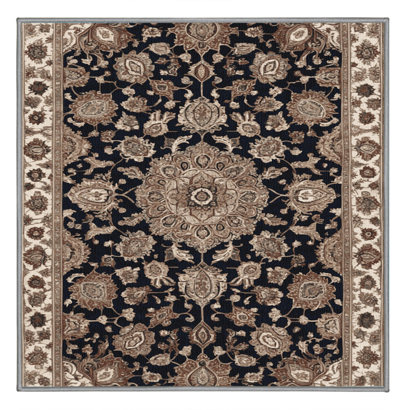 Tapis persan gris lavable à la machine, Carré 3 pi