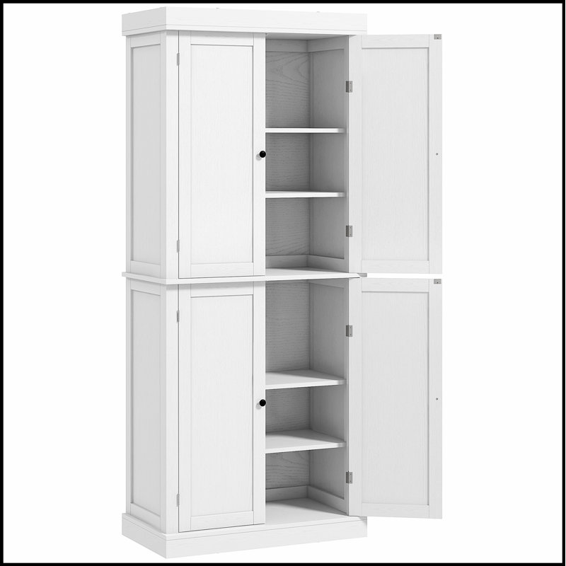 Armoire de cuisine autoportante 72,5 pouces avec 4 portes et 2 tablettes réglables pour le rangement organisé, finition grain de bois