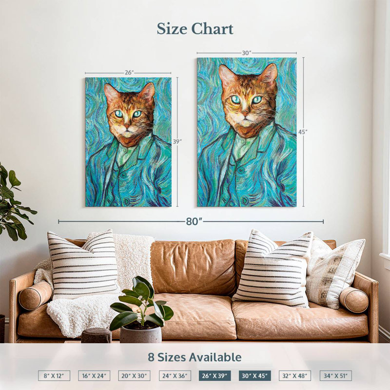 Ketti Van Gogh Inspired Cat Portrait, 39" H x 26" W