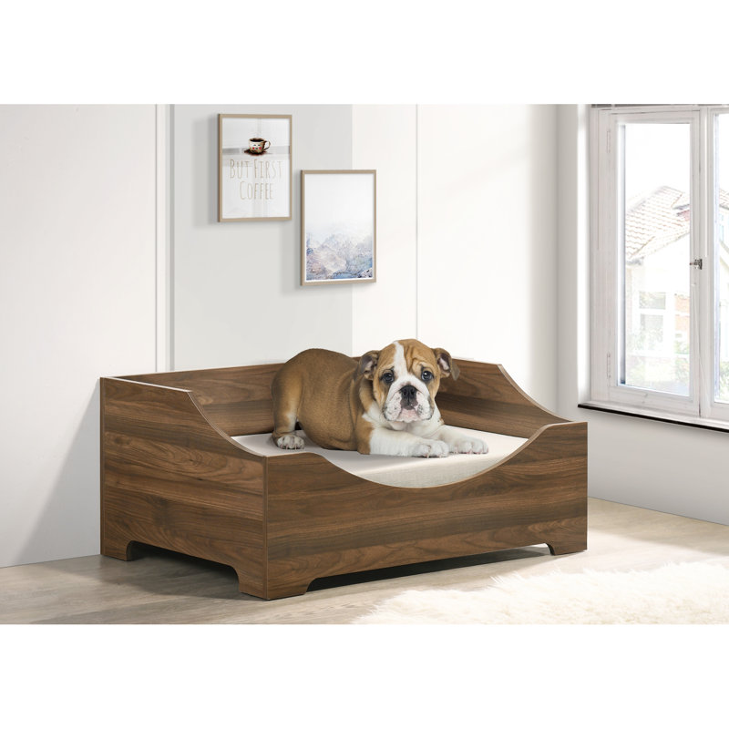 Lit pour animaux 36 po Comfy, brun, housse de coussin amovible, style moderne, lit d'une capacité de 22 lb avec coussin, finition brune, confortable