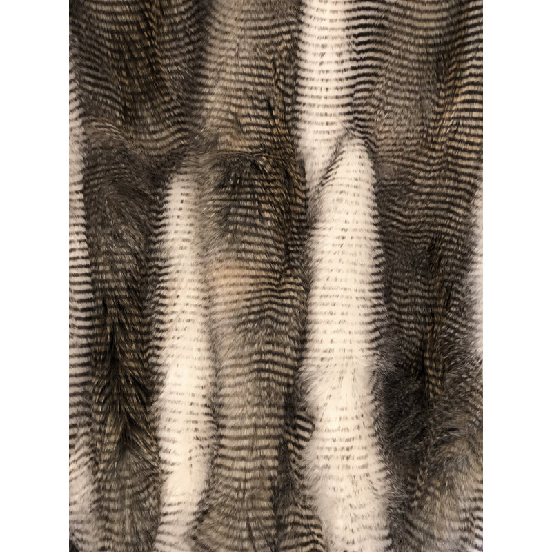 Luxurious Full Size Faux Fur Throw Blanket in White and Gray