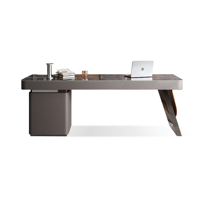 Rectangular Solid + Manufactured Wood with 6 drawers desk, 29.53" H x 86.61" W x 27.56" D