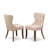 7-Pc Kitchen Table Set Includes a Pedestal Breakfast Table and 6 Light Tan Linen Fabric Dining Chairs with Button Tufted- Antique Walnut-1030724745-1016077669