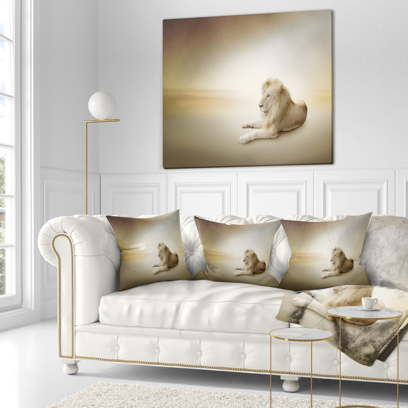 Relaxing King of Animals - Coussin imprimé animal, 16 po x 1 po, Coussin décoratif