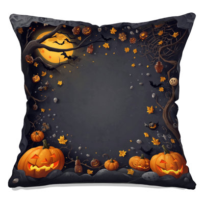 Halloween Pumpkin Scene Double Sided Throw Pillows