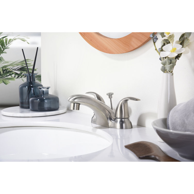Nita Vantage Double Handle Centerset Lavatory Bathroom Sink Faucet with Drain Assembly - Brushed Nickel, Brushed Nickel