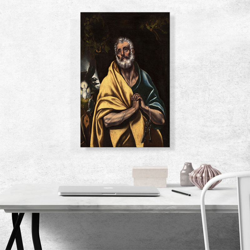 «The Tears of Saint Peter 1614» par El Greco, reproduction d'art sur toile tendue, H 26 po x l 18 po x P 0,75 po