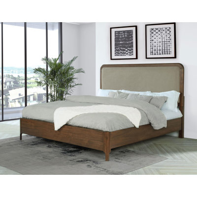 57-inch Upholstered Eastern Panel Bed Walnut