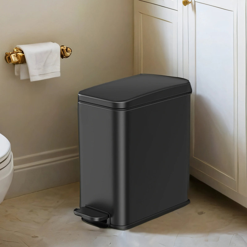 Bathroom Stainless Steel Small Trash Can, 1.3 Gallons, Black