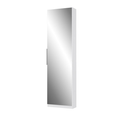 Amber Tall Mirrored Up To 20 Pair Shoe Storage Cabinet