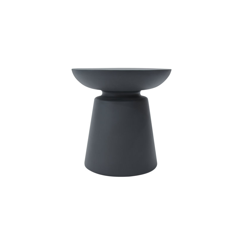 Elementi Home Kylix 20" Round Concrete Side Table for Indoor and Outdoor Use, Slate Black