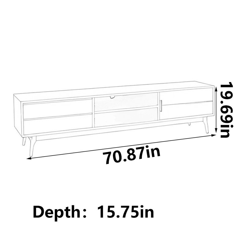 Meuble télé luxueux en bois massif, 70.87"