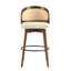 Tabouret de bar d'intérieur en bois Como, finition noyer avec revêtement beige, ensemble de 2