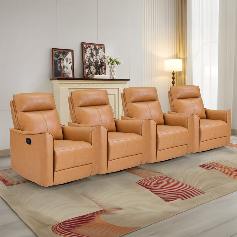 31.5" Wide Modern Ultra Comfortable Swivel and Rocker Manual Reclining Home Theater Seating (Set of 4)
