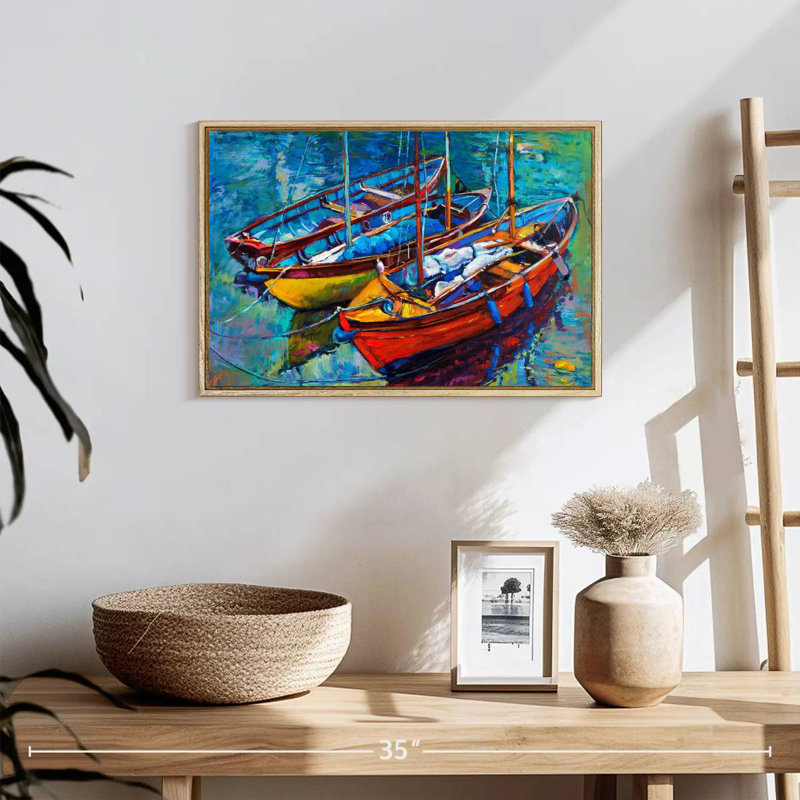 Bateaux vifs, 19 po x 13 po, Cadre flottant en bois naturel