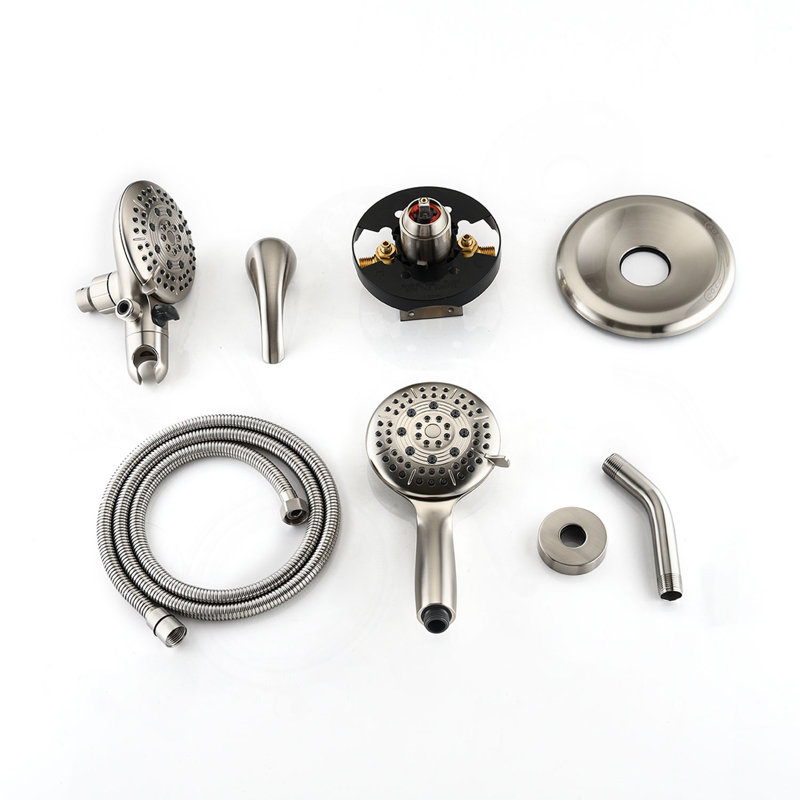 Classic High Pressure Single Handle 6-Spray Patterns Rain Shower Head With Handheld Shower (Valve Included), Brushed Nickel