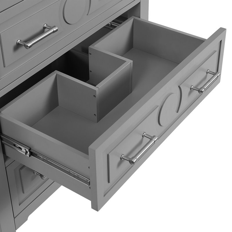 30'' Solid Wood Frame Freestanding Bathroom Vanity With Ceramic Sink Combo And 3 Drawers