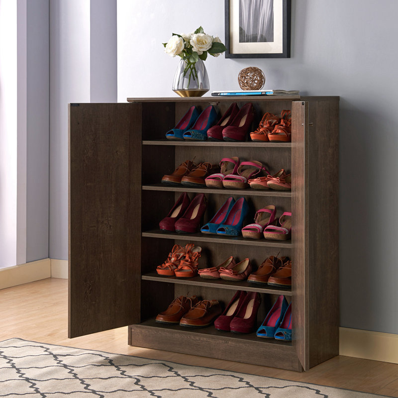Armoire de rangement pour chaussures Dasheil, Noyer chêne
