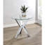 Table d'appoint chromée ronde en verre trempé